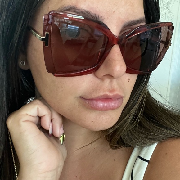 Tom Ford GIA FT 0766 TRANSPARENT RED/PINK LIGHT BROWN 63/19/135 women Sunglasses - Picture 11 of 11